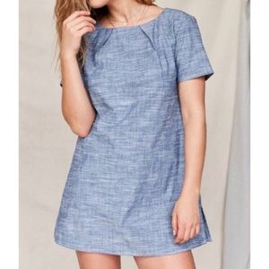Chambray Short Sleeve Shift Dress Urban Outfitters
